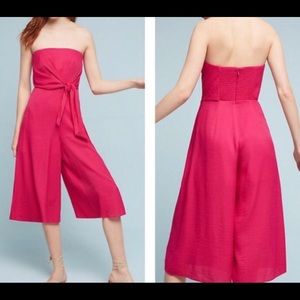 Anthropologie Maeve Pink Strapless Jumpsuit